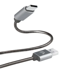 Argom Dura Spring Type-C to USB 2.0 Metal Braided Cable 3.2FT/1M - Grey