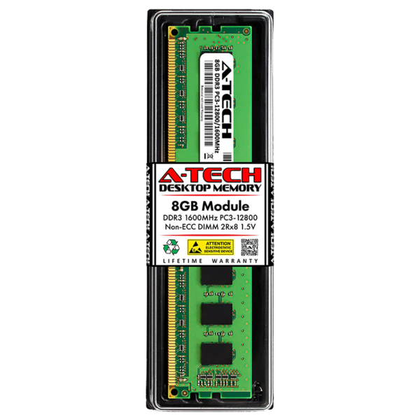 A-Tech 8GB DDR3 1600MHz CL11 Non-ECC UDIMM Desktop RAM