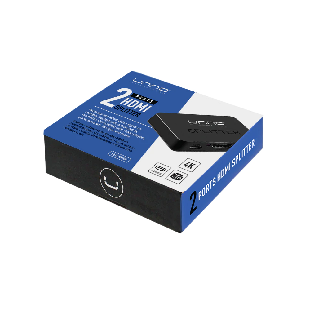 HB1204BK 4 Unno Tekno 4K HDMI 2 Port Splitter - Image 4