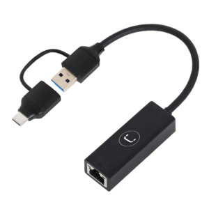 Unno Tekno 2-IN-1 USB A & C To Gigabit Ethernet Adapter