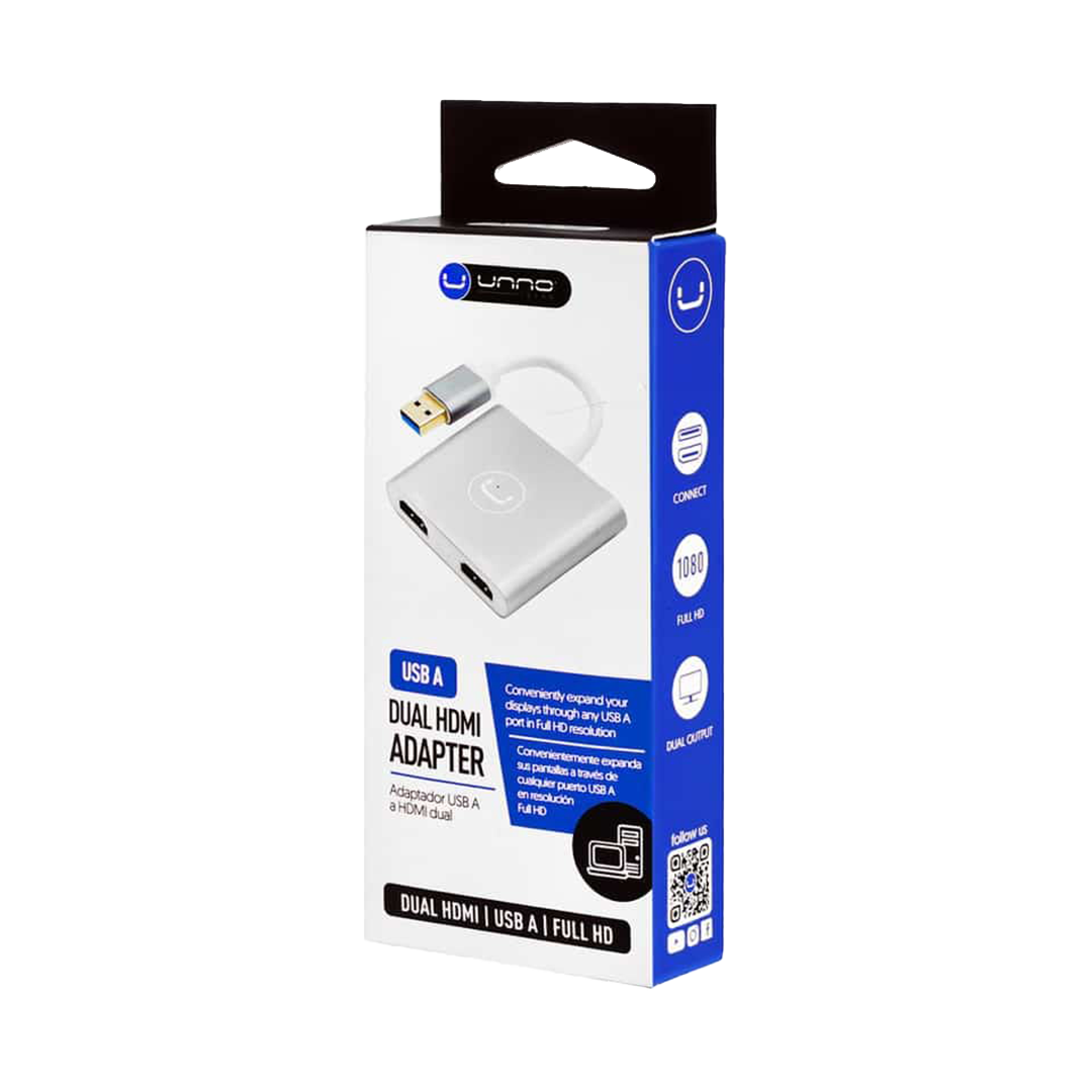 HB1102SV-Dual-HDMI-USB-A-Hub-4-1 Unno Tekno USB A to Dual HDMI Port Adapter - Image 2