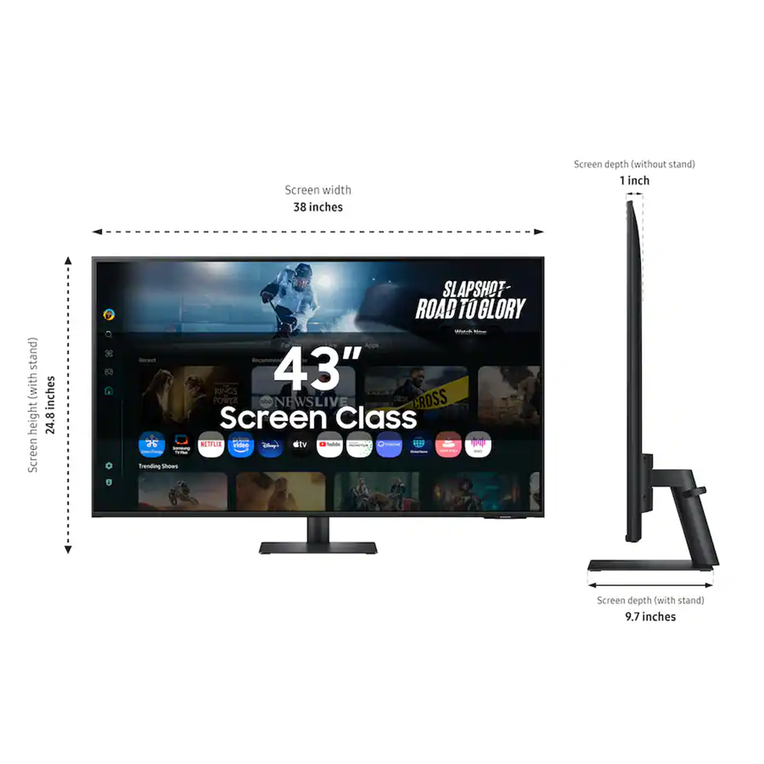 LS43FM700UNXZA Samsung 43 inch monitor measurements Samsung 43" M70F 4K Smart Monitor - Black - Image 3