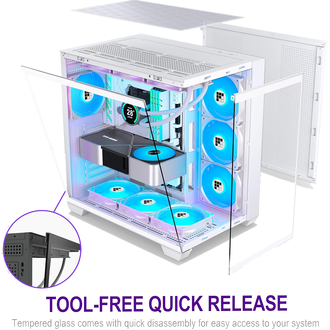 F600 2 FOIFKIN F600 Gaming PC Case – ATX Mid-Tower with ARGB Fans and Panoramic Glass - Image 2