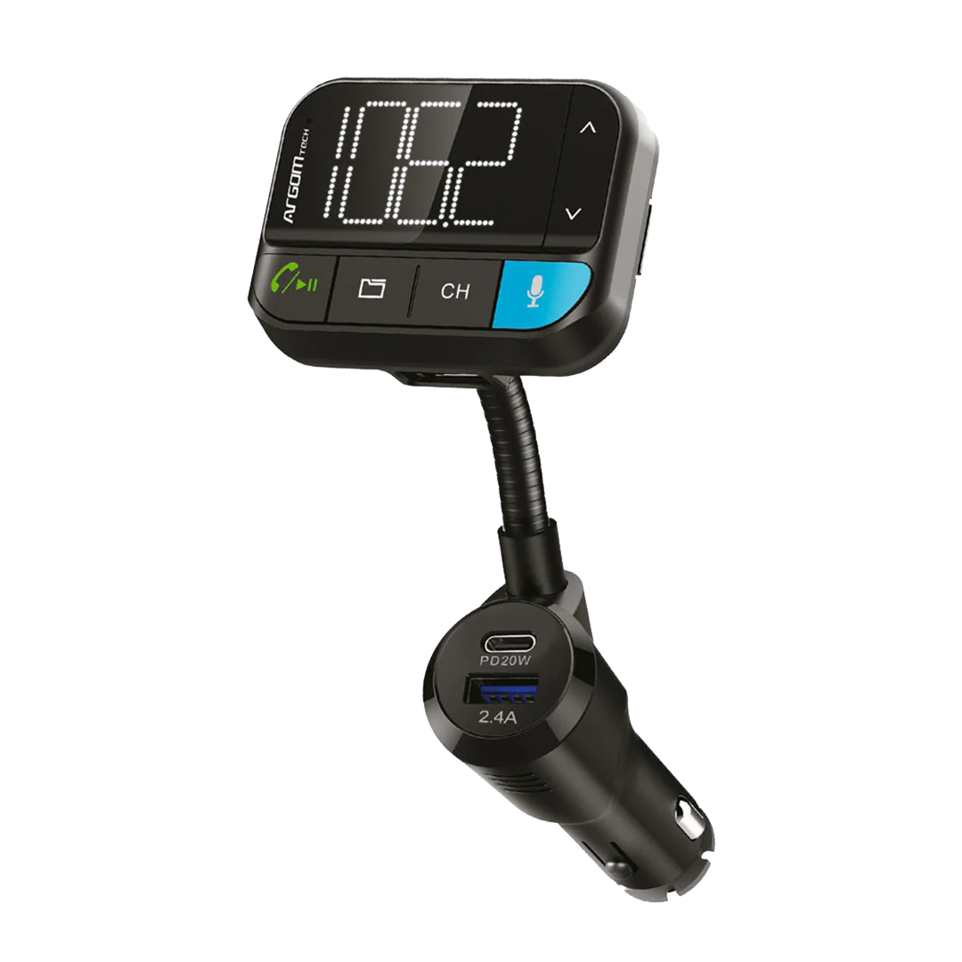 ARG-AC-0347BK Argom BT Hands-Free Car Kit with Dual USB Fast Charging Ports
